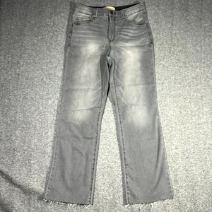 Democracy Jeans Womens Size 6 Light Black Denim Ab Solution Boot Crop Raw Hem